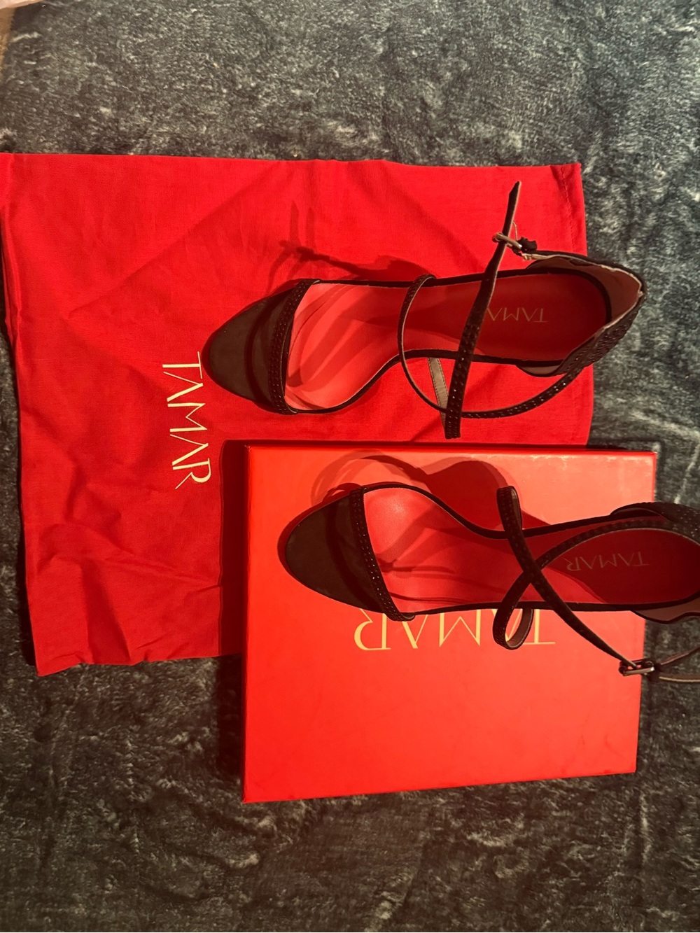 Tamaris Black Strappy High Heels with Ankle Strap